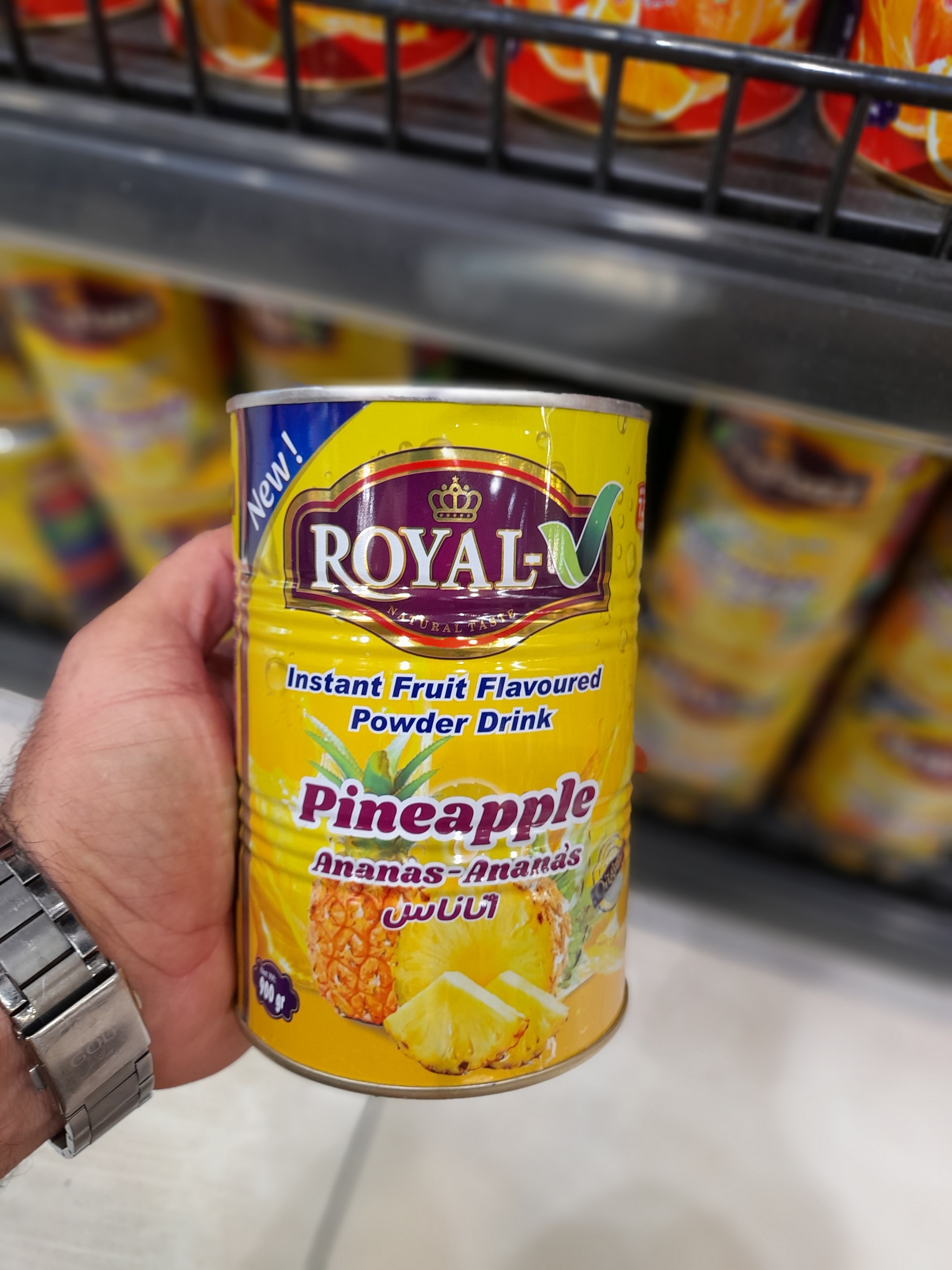 پودر شربت فوری میوه ای رویال (Royal) با طعم آناناس لذیذ و درجه یک محصول امارات